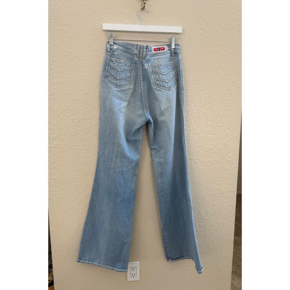 EUC 1970's Vintage High Waist Bell Bottom Light Wash Jeans - Picture 3 of 3